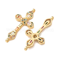 Breloques de connecteur en laiton micro pavé de zircone cubique colorée&nbsp;CU-CBA4579-08G-A