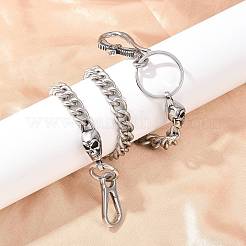 304 Edelstahl Cuban Link Kette Totenkopf Hosenketten mit S-Haken&nbsp;AJEW-D001-01C-ASP