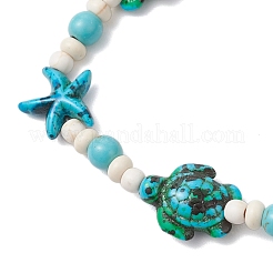 5 bracciale elastico con perline sintetiche color turchese&nbsp;BJEW-JB11920