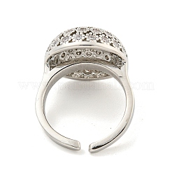 Anillos de puño de circonita cúbica transparente con micropavé de latón chapado en platino real&nbsp;RJEW-L113-017P-02