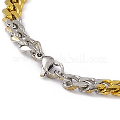 Bracciale a catena in acciaio inossidabile 201 con placcatura sotto vuoto in PVD bicolore con fermagli in acciaio inossidabile 304 per uomo e donna&nbsp;BJEW-M235-02A-GP