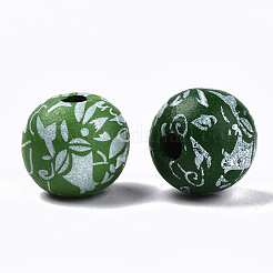 Perles en bois naturel imprimées&nbsp;WOOD-R270-11D