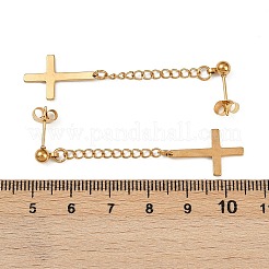 Pendientes colgantes de acero inoxidable con cruz cristiana invertida 201&nbsp;EJEW-P314-01B-G
