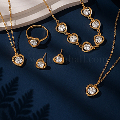 Set di gioielli con cuore di vetro&nbsp;SJEW-HY0001-13A