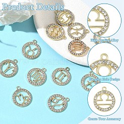 12 Stück 12 Stile Zinklegierung Kristall Strass Anhänger&nbsp;FIND-YW0010-43