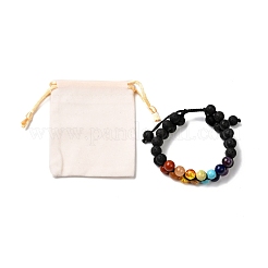 Bracelet de perles tressées en pierre de lave naturelle et mélange de pierres précieuses&nbsp;X1-BJEW-JB06961-01