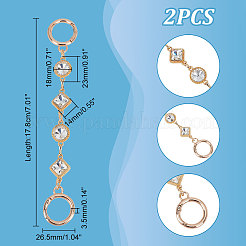 Chaînes d'extension de sac en losange et rond plat aolly pavé de strass en cristal&nbsp;FIND-WH0152-600G