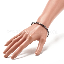 Elastisches Armband aus synthetischem Hämatit mit ovalen Perlen&nbsp;X-BJEW-JB07897-03