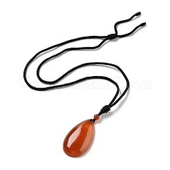Halskette mit Anhänger aus natürlichem Karneol und Nylonschnur für Damen&nbsp;NJEW-L464-A04