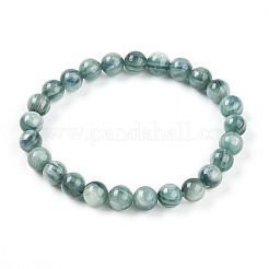 Pulseras elásticas de cuentas redondas de cianita natural para mujeres y hombres&nbsp;BJEW-T022-06B