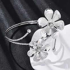 Armreifen aus Blumenlegierung für Mädchen und Frauen&nbsp;LS-AJEW-A063-01A-P