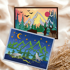 Stanzschablonen aus Kohlenstoffstahl mit Bergwald-Tiermotiv&nbsp;DIY-WH0309-3967