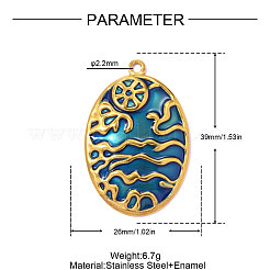 304 Edelstahl-Emaille-Anhänger&nbsp;STAS-OY010-02G-1