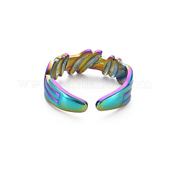 Regenbogenfarbene empaistische offene Manschettenringe aus 304 Edelstahl&nbsp;RJEW-N038-044M