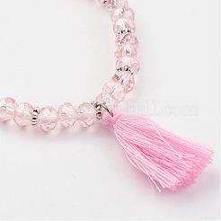 Bracelets extensibles et perles en verre avec breloque&nbsp;BJEW-JB03089