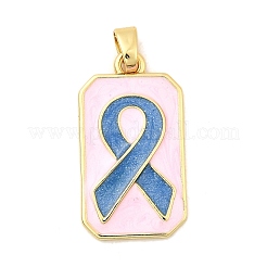 Pendenti in ottone smaltato con motivo a nastro di seta a forma di rettangolo&nbsp;KK-C134-33A