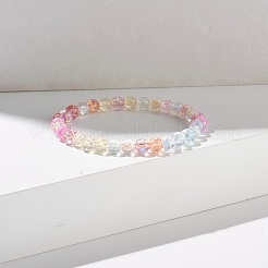 Bracelet extensible perles rondes en verre craquelé étincelant 6mm&nbsp;BJEW-JB07189-02