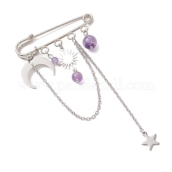 Broschen mit Anhänger aus Amethyst&nbsp;JEWB-TA00025
