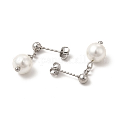 Orecchini pendenti con nappa di perle di vetro&nbsp;EJEW-P219-10P
