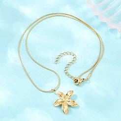 Collares de cadena de serpiente redonda con colgante de flor de acero inoxidable 304 para mujer&nbsp;NJEW-F377-01G
