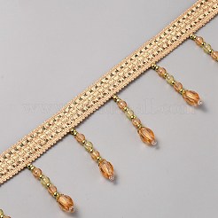 12.6 Yard Spitzenband aus Polyester mit Fransen&nbsp;OCOR-WH0091-13A