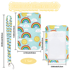 Pochette en plastique pour carte d'identité avec lanière en polyester&nbsp;AJEW-WH20017-33F