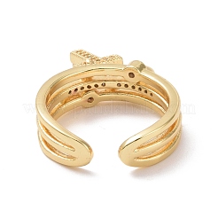 Offener Ring mit Kreuz-&nbsp;RJEW-P032-31G
