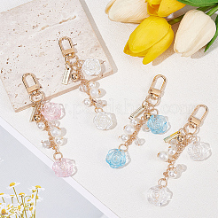 8 Stück 4 Farben Rose Perle Perle Harz Anhänger Dekoration&nbsp;HJEW-OC0001-29