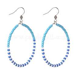 Perline di vetro colorate orecchini pendenti con anello grande per ragazze donne&nbsp;EJEW-JE04653