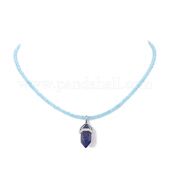 Collana con pendente a proiettile misto naturale con catene di perline di semi per donna&nbsp;NJEW-JN04298