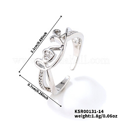 Bagues de manchette en laiton avec micro pavé de zircone cubique transparente pour femmes&nbsp;MW8847-2