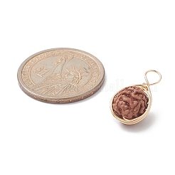 Natürliche Rudraksha-Anhänger mit Kupferdraht umwickelt&nbsp;PALLOY-JF02066-02