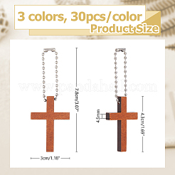 90 pièce de décorations suspendues en bois de 3 couleurs&nbsp;HJEW-DC00040