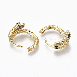 Pendientes de aro de circonita cúbica transparente con micro pavé de latón&nbsp;EJEW-R114-007A-NF