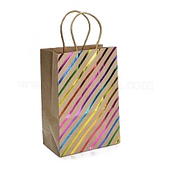 Geschenktüten aus Kraftpapier mit Regenbogenfarben-Stempel&nbsp;ABAG-K005-01D