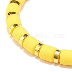 7 pièces 7 couleurs colonne bracelets de perles extensibles en argile polymère&nbsp;BJEW-JB08764