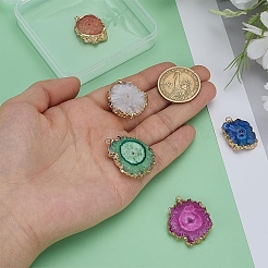 5pcs 5 couleurs pendentifs en agate druzy naturelle&nbsp;G-FG0001-14