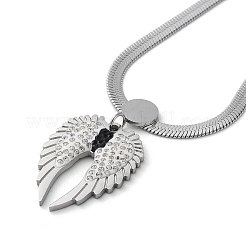 Collier pendentif ailes en strass avec chaînes à chevrons en acier inoxydable 304&nbsp;NJEW-C022-02P