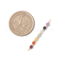 Dijes conectores de cuentas redondas facetadas de chakras: aguamarina natural&nbsp;PALLOY-JF04565-04