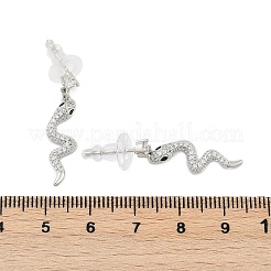 Boucles d'oreilles en laiton zircon cubique micro pavé clair&nbsp;EJEW-P301-14P