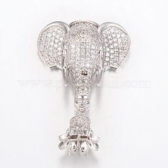 Messing Micro Pave Zirkonia Elefant Anhänger Kaution & Perle Kappe Kautionen&nbsp;ZIRC-I017-21P