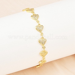 Messing-Gliederkettenarmbänder mit Mikropflaster und klarem Zirkonia für Damen&nbsp;BJEW-A090-09D-G