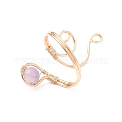 Anello da dito con perline rotonde in pietra mista naturale e sintetica&nbsp;RJEW-JR00517