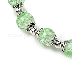 Braccialetti elastici con perline di vetro craquelé rotonde&nbsp;BJEW-JB11456-05