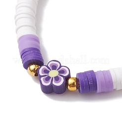 Braccialetti elasticizzati in argilla polimerica fatti a mano con fiori&nbsp;BJEW-JB10071