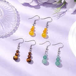 3 paar 3 arten natürliche malaysia jade & aventurin & tigerauge baumeln ohrringe&nbsp;EJEW-JE06131