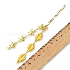Sommerstrand Armband aus Edelstahl 304 mit Muschel- und Seestern-Gliederkette&nbsp;AJEW-JB01620