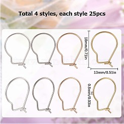 100 pieza de pendientes de aro para pendientes de acero inoxidable 304 de 4 colores&nbsp;STAS-SC0005-24