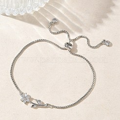 Verstellbare Messing-Mikropflaster-Armbänder mit klaren Zirkonia-Boxketten&nbsp;BJEW-C156-09P-03