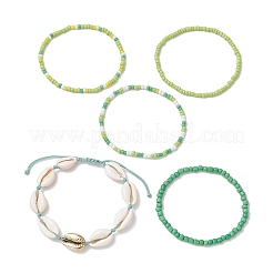 5 Stück Armbandset aus Glasperlen in 4 Stilen und 1 Muschelperlenarmbänder&nbsp;BJEW-TA00587-02